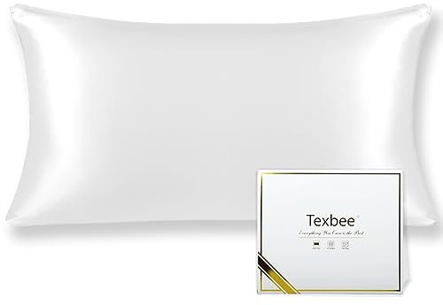 Texbee Seidenkissenbezug 40x80cm für Haar und Haut 1PC Beide Seiten Natürliche Kissenbezug Seide mit verstecktem Reißverschluss Weiche Atmungsaktive Glatte Standardgröße-Elfenbeinweiß
