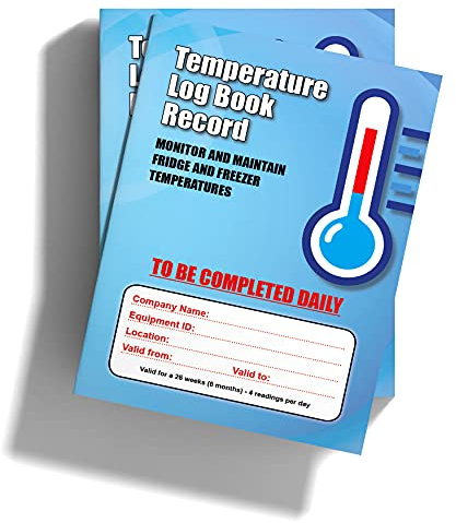 Minerva Print Fridge Temperature Record Log Book 32 Pages A5 Food and Fridge Temperature Recorder