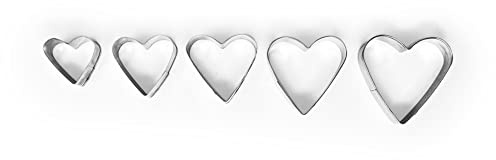 Set of 5 Stainless Steel Cookies Cutter Set Heart Shape Biscuit Cake Decorations Cupcakes Cases Metal Molds for Kitchen Halloween Christmas Circle Biscuit Cutters for Making Donut Pies