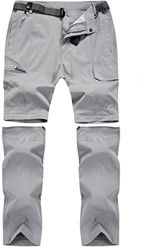 CARWORNIC Herr konvertibla byxor utomhus vandringsbyxor snabbtorkande lätt camping fiske shorts, Ljusgrå, 48 SE