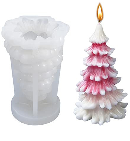 Moldes de Silicona 3D Velas Arbol Navidad Molde de Vela de Arbol de Navidad Molde de Vela Arbol Navidad Moldes de Vela de Silicona 3D Jabón de Bricolaje, Aromaterapia, Vela de cera (D)