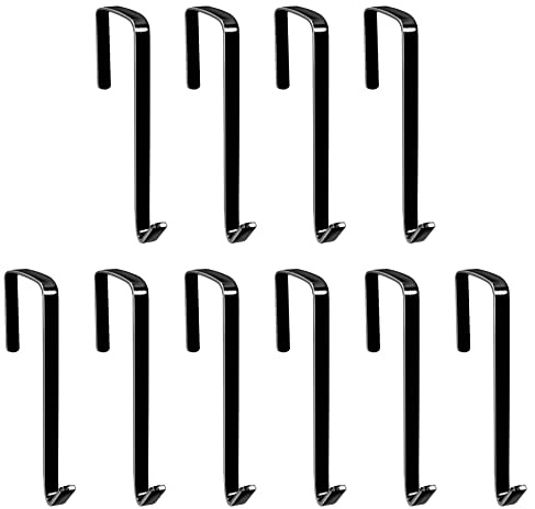 Vantasii 10 Packs de crochets de porte, crochet simple robuste en métal électrolytique pour suspendre des serviettes, des vêtements, des sacs, dans une cabine ou une salle de bain (noir).