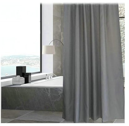 Gualiy Duschvorhang 180x190, Shower Curtains Wasserdichter Duschvorhang Grau Waffel Muster Duschvorhang Waschbar Stoff Polyester Duschvorhänge mit 12 Duschvorhangringen