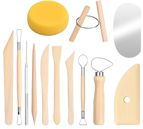 13 Stück Töpferwerkzeug Set, Keramik Schnitzen Werkzeug für Töpfer Künstler Anfänger, Polymer Ton Werkzeuge, Modellier-Werkzeug Set, Sculpting Werkzeuge für Kunsthandwerk Skulptur Kerzenherstellung