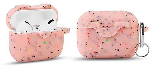 LEWOTE Custodia in Silicone Compatibile con Apple Airpods Pro 2 & Pro Divertente Carino Anti-Lost Cover[Supporto Ricarica Wireless] (Polvere Luminosa)