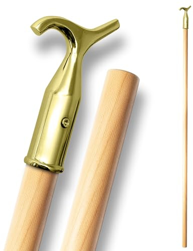 Window Pole Opener and Loft Ladder Pole with Hook | 118cm Smooth Wooden Window Opener Rod with Brass Pole Hook Suitable for Sash or Velux Windows, Attic, Loft Hatch, and Blinds