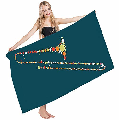 BAAROO Pool-Handtuch, Posaune, abstrakte Posaune-Form, spitzer Look, Musik-Schwimmhandtuch, großes Strandtuch für Erwachsene, Picknick, Vater, 130 cm x 80 cm