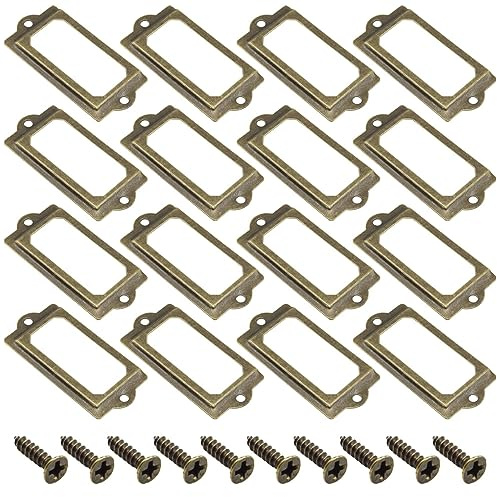 Yosawo Etikettenhalter aus Metall, für Möbel, Schublade, Schrank, Etikettenrahmen mit Schrauben für Schränke, Boxen, Regale, Schubladen, Weinkeller und Hausdekoration (70 x 33 mm/Bronze), 30 Stück