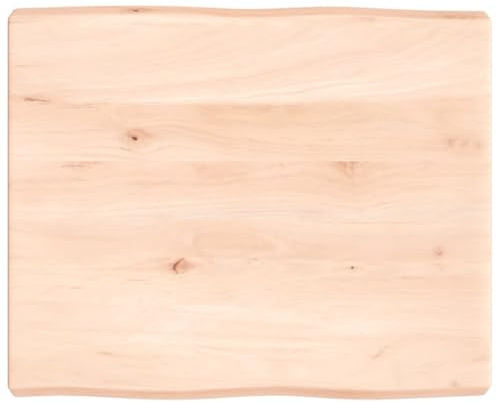 vidaXL Tischplatte, Holzplatte für Tisch Esstisch Couchtisch, Massivholzplatte Handgefertigt mit Baumkante, Ersatztischplatte, 60x50x(2-6) cm Massivholz Unbehandelt