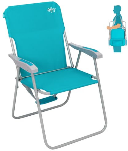 #WEJOY Chaise de Pliable Fauteuil de Plage avec Dossier Haut de Camping Pliante Chaise de Pêche avec Accoudoirs, Charge Max 136 kg pour Camping Extérieur Plage Jardin Terrasse Lot de