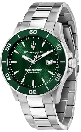 Maserati Limited Edition Orologio Uomo, Tempo, Data, Analogico, Cinturino in Acciaio, Impermeabile, Collezione Competizione - R8853100039
