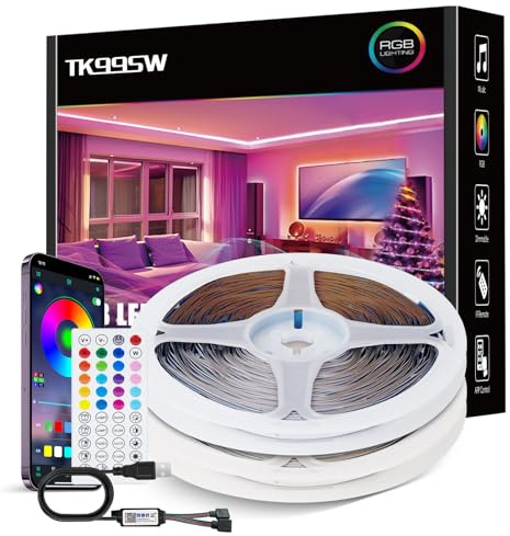 Led Strip 20m, Bluetooth RGB Farbwechsel Streifen, Mit Fernbedienung App, Dimmbar Sync Musik, Band Selbstklebend Beleuchtung Für Schlafzimmer/Decke/Schrank/Party Ornament