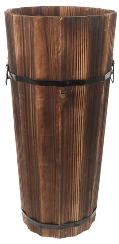 HOLIDYOYO Paragüero Madera para Entrada: Paragüero Rústico Cubo Paraguas Madera Soporte Bastón Independiente Cesta Alta Florero para Bastón