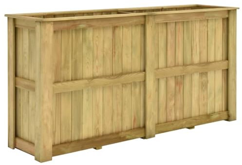 HETFTJN Fioriera Rialzata, Vaso Alto Cassa Orto Vasi Da Giardino Vaso Bonsai Adatto per Esterno Balcone Giardino Terrazzo 196x50x100 cm in Legno di Pino Impregnato