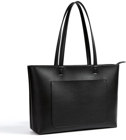 KALIDI Women's PU Leather Tote Bag with Zipper, Large Capacity Shoulder Handbag, Stylish Daily Bag for Work, School, Shopping, Travel & Daily Use (Black)
