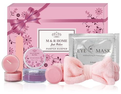 M&R Home Pamper Gifts for Women - 7 Piece Beauty Gift Set - Relaxation Self Care Package with Camomile - Perfect for Birthday, Mother's Day & Gift Hamper for Her