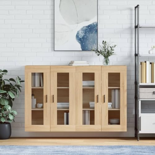 JUDYY Wandschränke 2 STK. Sonoma-Eiche Holzwerkstoff, Hängeschrank, Badezimmerschrank, Badschrank, Aufsatzschrank, Gewürzschrank, Wall Cabinet - 3197956