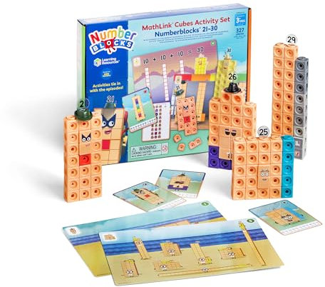 Learning Resources MathLink Cubes Numberblocks 21–30 Aktivitätsset – 235 Würfel & Zubehör zum Bauen der TV-Figuren, offizielles Lernspielzeug ab 3 Jahren für Kita & Grundschule