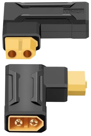 RIIEYOCA XT60 Male to Female Connector, 90 Degree Right Angle XT60 Gender Changer no Wire Adapter for RC car, FPV drone, LiPo Battery, Laptop Power Supplies, etc (mf,R)