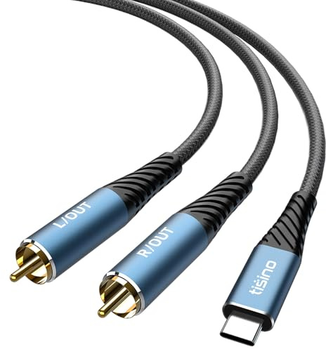 Tisino USB-C auf Cinch Audio Kabel, Typ C auf 2 RCA Audio Y-Splitter, 2m | USB-C-auf-2-Cinch-Kabel für Smartphone, Tablet und Laptop an Heimkino, Verstärker, Lautsprecher oder Mischpult, HiFi Stereo