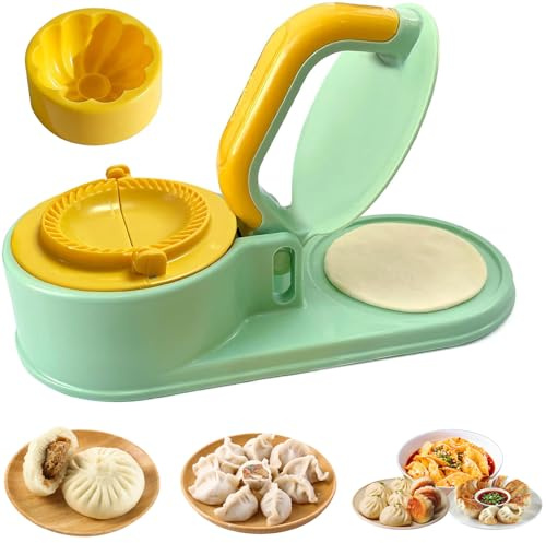 2 in 1 Dumpling Maker Kitchen DIY Dumpling Making Tool Baking Pastry Manual Artifact for Pressing Dumplings Skin Wrapping Dumpling Press Green