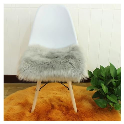SMTCM Kunstfell Sitzkissen Faux Lammfell Schaffell Teppich Lammfellimitat Carpet Longhair Felloptik Flauschige Stuhlauflage Sofabezug Fellteppich Bodenteppich Sitzfelle für Stuhl Wohnzimmer 45x45CM
