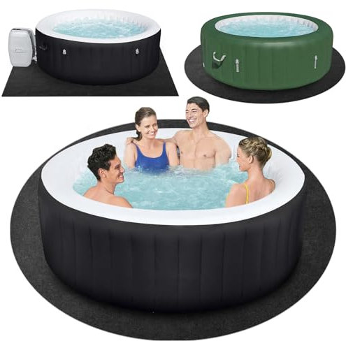 Tappetino rotondo per vasca idromassaggio da 254 cm di diametro, tappetino gonfiabile per vasca idromassaggio, per interni ed esterni, assorbente, antiscivolo, portatile, accessorio per proteggere la