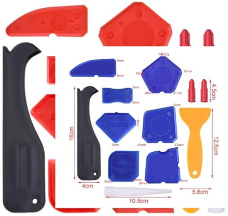 Extracteur de Joints en Silicone, Lot de 12 Lisseurs de Joint en Silicone Enlève-joints Outils de Calfeutrage Instruments Lissage Joints, Silicone et l'Acrylique Set de Grattoirs à Joints