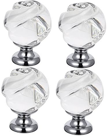 Angoily 4pcs Crystal Glass Doorknob Furniture Door Handles Wardrobe Pull Handle Cupboard Knobs Interior Door Supplies for Cupboard Random Color