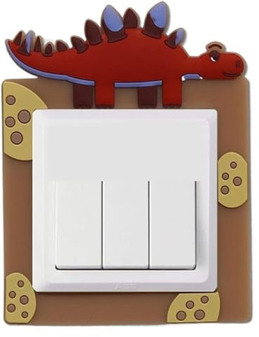 Cubiertas de luz, Cubierta de Pegatinas envolventes de Enchufe, Pegatinas de Pared, 1 Uds., Pegatina de Enchufe de Silicona for decoración del hogar, Pegatina de Interruptor Linda de Dinosaurio(Red)
