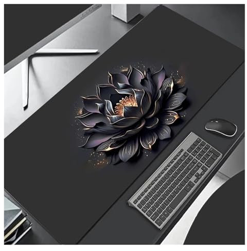 HUANGSHIJUNOUS Mauspad Gaming-Zubehör Notbook Computer Speed ​​PC Gamer Tastatur Schreibtischunterlage Schwarz Lotus Big 80x30 Mauspad Groß(80x30cm)