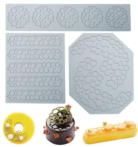 3 Stk Hippenform Silikon Netz, Wabenform Prägienmatten Fondant Spitzenmatte | Hippen Formen Silikon Spitze Matte, Kuchen Spitze Silikonform Spitzenmatte für Harz Backen Zucker Handwerk Kuchen Dekoration