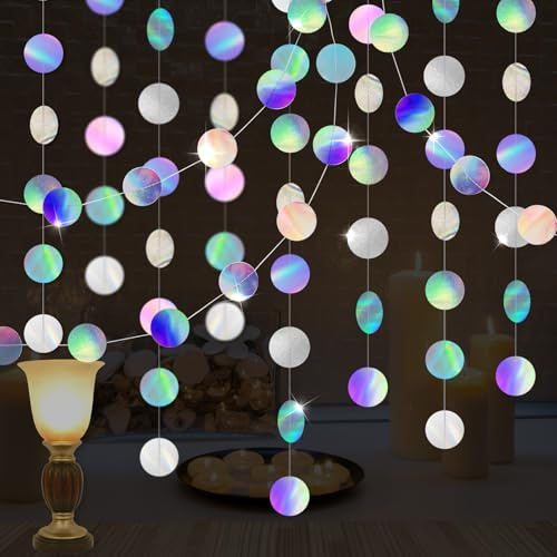 52 Ft Bunt Glitzer Papier Girlande,4 Stück 4m Papier Girlande Glitzer Runde,Hängende Bunt Glitzer Circle Dots Garland für Geburtstagsparty, Jubiläumsfeier, Karneval, Hochzeitsdekoration
