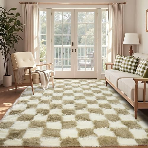 Cekene lurviga mattor vardagsrum stora beige 160 x 230 cm ultramjuka tvättbara mattor för sovrum fluffig halkfri golvmatta för vardagsrum barn lekrum sovsal