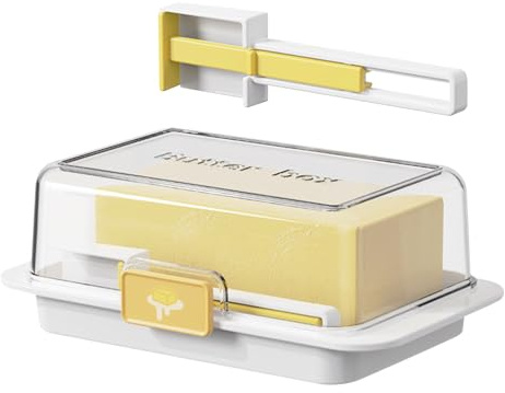 Airtight Butter Dish with Lid - Easy Scoop Unbreakable Cheese Keeper - with Spreader Easily Cuts Butter - Scoop Out 5g Or 10g of Butter Accurately,Multifunctional Butter Keeper Tray for Home Kitchen
