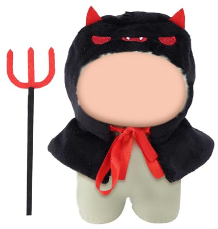 Ensemble de Vêtements d'halloween pour Poupée, Cape et Fourche du Diable Accessoires Amusants pour Peluche (Poupées Non Incluses)