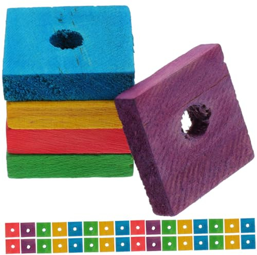 VICASKY 50pcs Parrot Chewing Toy Wood Blocks Wood Chips for Bird Parrot Toys Molar