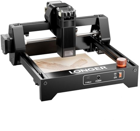 LONGER Ray5 Mini 5,5W Lasergraviermaschine, 130 x 130 mm Arbeitsbereich | Hochgeschwindigkeitsgravur, Wi-Fi, Not-Aus, CNC, Holz-, Acryl- und Lederbearbeitung, DIY-Projekte