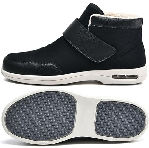 Genérico Zapatillas para Rehabilitación Sandalias Diabéticas Zapatos de Hombre para Ancianos con Pies Hinchados Zapatos de Terapia de Artritis Edema Zapatos Ortopédicos(Negro,47 EU)