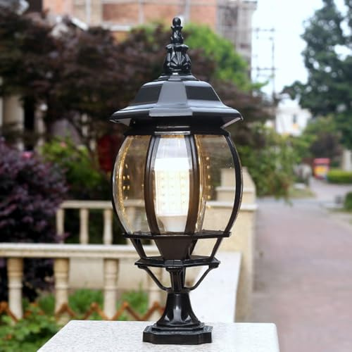 YGZPALH Moderne Luci A Colonna Per Patio, Palo In Alluminio Nero, Luci Da Esterno Impermeabili IP54 Con Base Di Montaggio Su Molo, Lampada A Colonna Per Recinzione Esterna Con E27 Per Vialetto