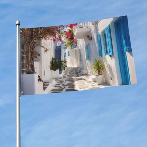 Bandiera 3 x 5 Ft Bandiere per esterni su entrambi i lati Grande Banner per le vacanze con 2 occhielli in ottone Grecia Bandiera da cortile per tutte le stagioni bandiere da giardino di benvenuto per
