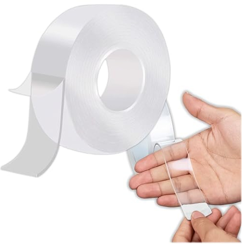 KRUMAD Nano Tape, Klebeband Extra Stark, Montageband, Klebestreifen | 5m/3cm/2mm, Doppelseitiges, Transparent, Sehr starke Haftung, Elastisches Gelmaterial, Wiederverwendbar, Praktisch Unsichtbar