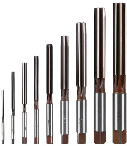 SWAWIS 9pcs H7 Alésoir Manuel à Acier Allié 9SiCr 3/4/5/6/8/10/12/14/16mm | Alésoir à Main pour Travail Bois et Métal Améliore Précision des Trous, Rainures Droites et évacuation efficace des Copeaux