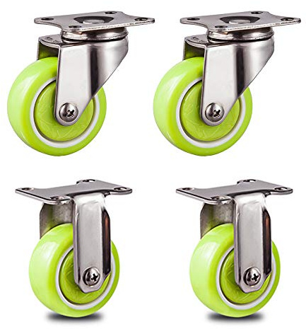 Movinger 50mm Grön Svängbar vagnshjul med Platta Universell Ersättning för Möbler & Flower Pots Hållbar av 4