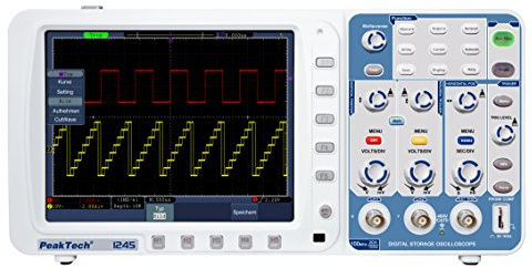 PeakTech P 1245 Zweikanaliges Digital-Speicheroszilloskop, 100 MHz, 2 CH, 1 GSa/s, Digitales Oszilloskop, Blau/Weiss