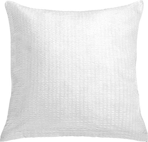 Erwin Müller Kuschelkissenbezug Edel-Seersucker Uni Serie Wertingen - für die warme Jahreszeit, temperaturausgleichend, pflegeleicht, mit Reißverschluss - weiß Größe 40x40 cm