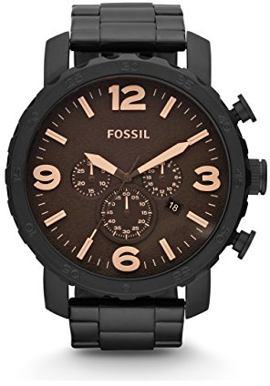 Fossil - Nate Chronograph svart jonpläterad herrklocka -JR1356
