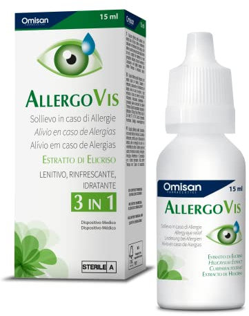 Allergovis 3in1 - Collirio Sterile. Lenisce, Rinfresca, Idrata occhi irritati. Con Estratti Naturali di Elicriso - 15 ml