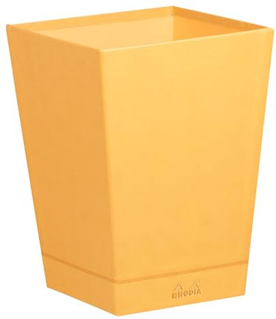 RHODIA 118820C - Cestino gettacarta Orange - 24 x 24 x 32 cm - cuciture sellaio arancioni - esterno in simil cuoio - Collezione Home Office Rhodiarama - Organizzazione per ufficio & archiviazione di design