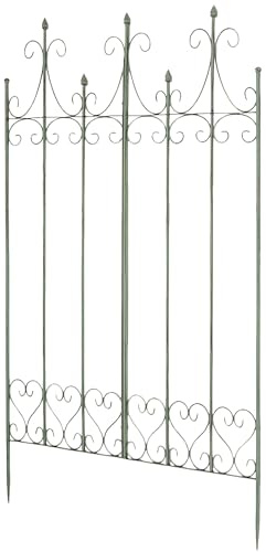 CLP Rankgitter Metall 130 cm hoch Flieder, stabile Rankhilfe für Kletterpflanzen, vormontiert, Landhausstil, Spalier Sichtschutz, Farbe:antik-grün